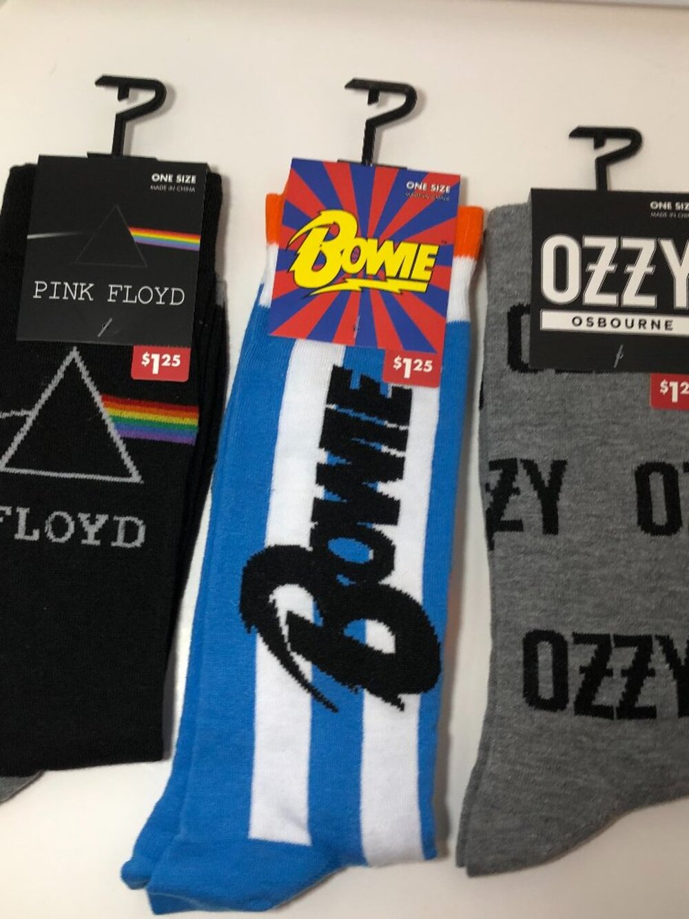 Ozzy Bowie Pink Floyd Music Novelty Socks (3) NEW